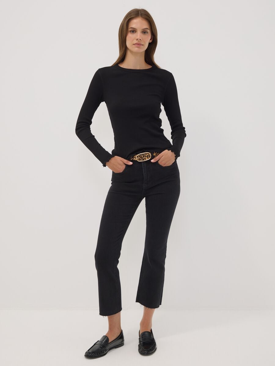 Jeans denim neri in cotone elasticizzato flare fit_1