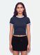 Blue stretch-cotton fitted T-shirt with contrast trims_0
