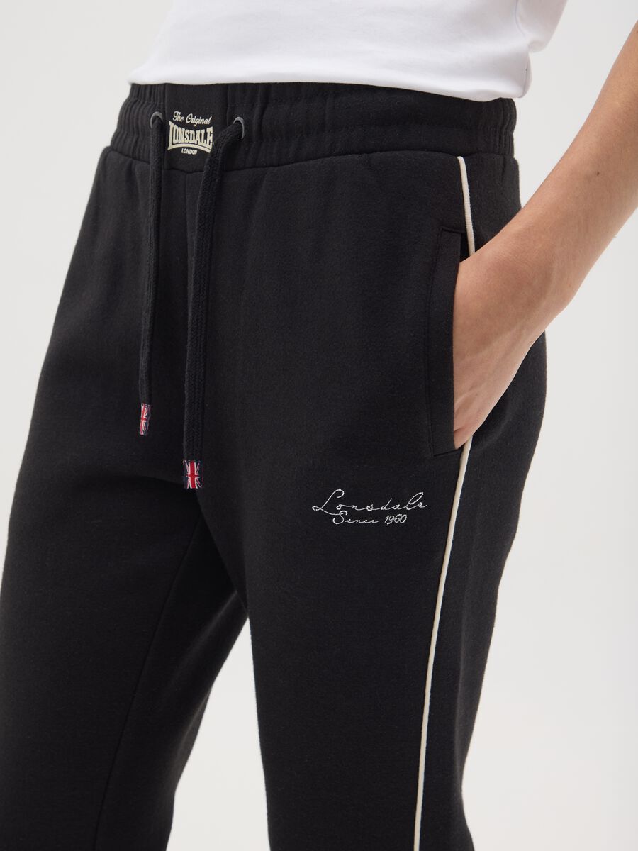 Regular Fit Black Cotton Blend Jogger Trousers_3