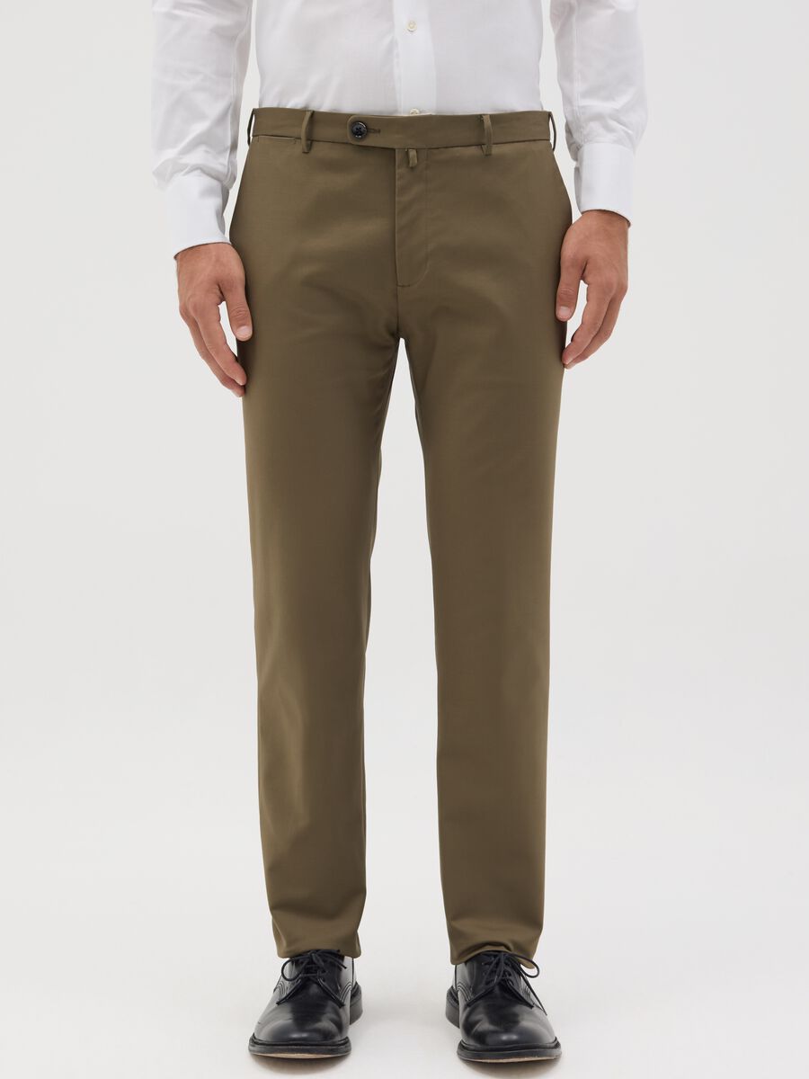 Brown slim-fit chino trousers_1