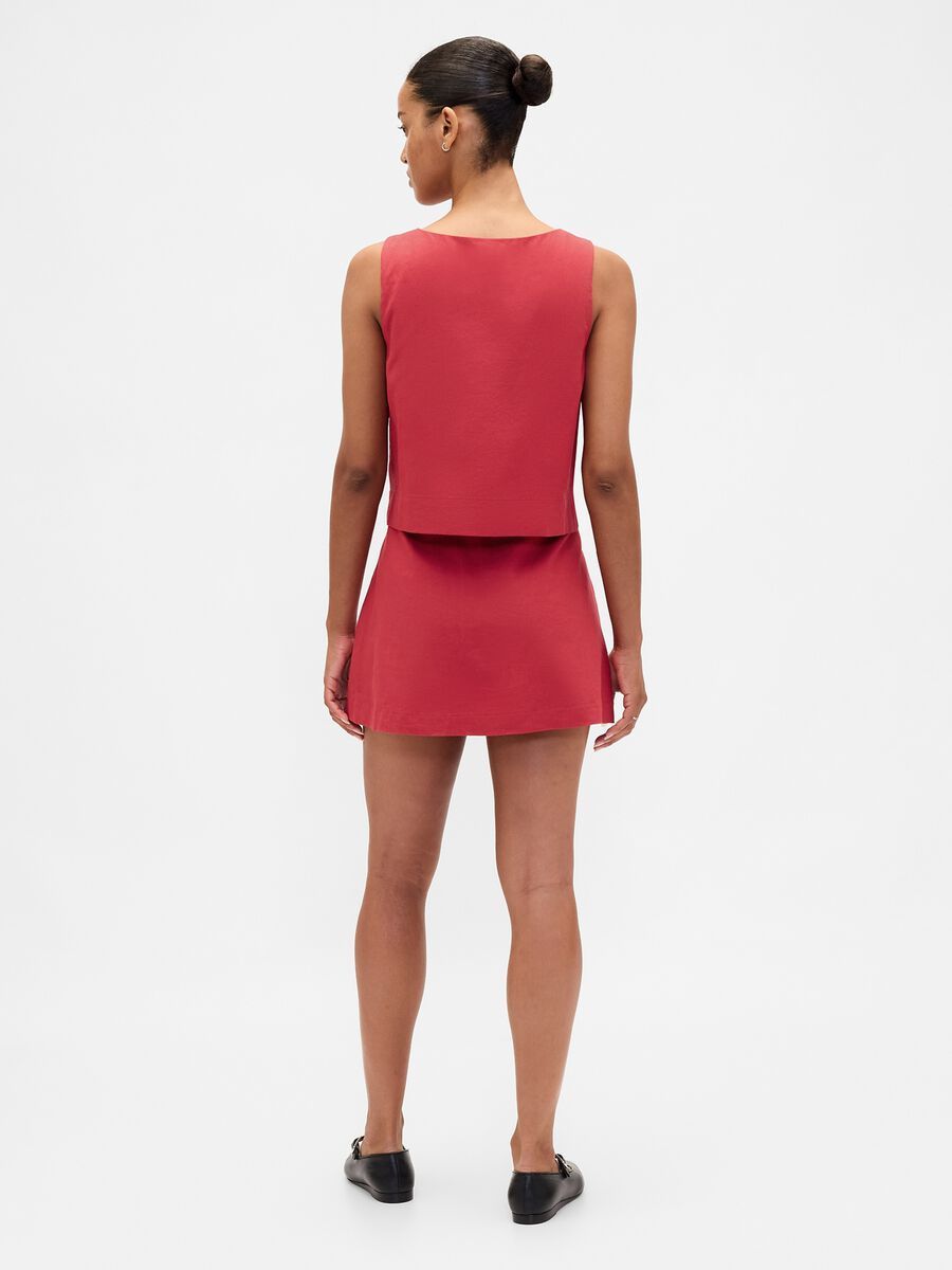Red linen-blend skirt regular fit_2