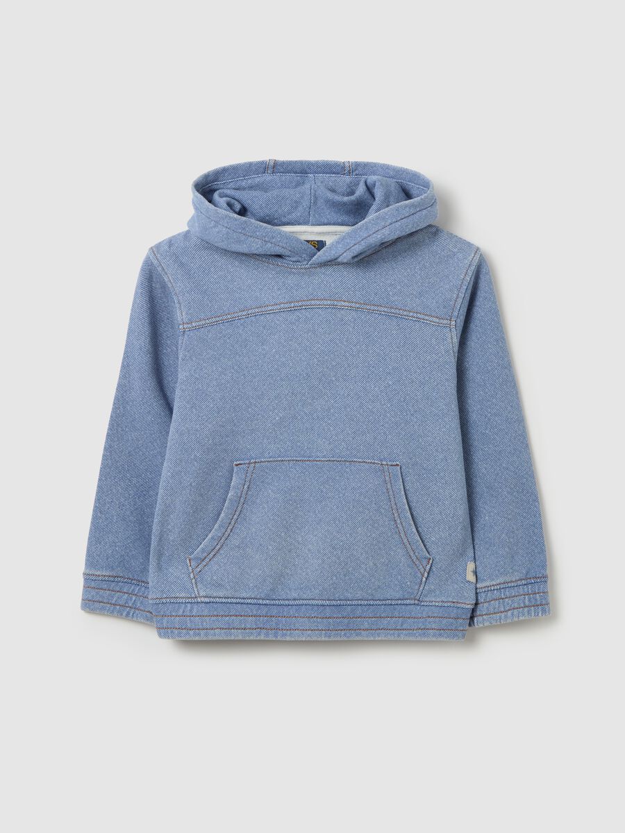 Denim-effect cotton hoodie_0