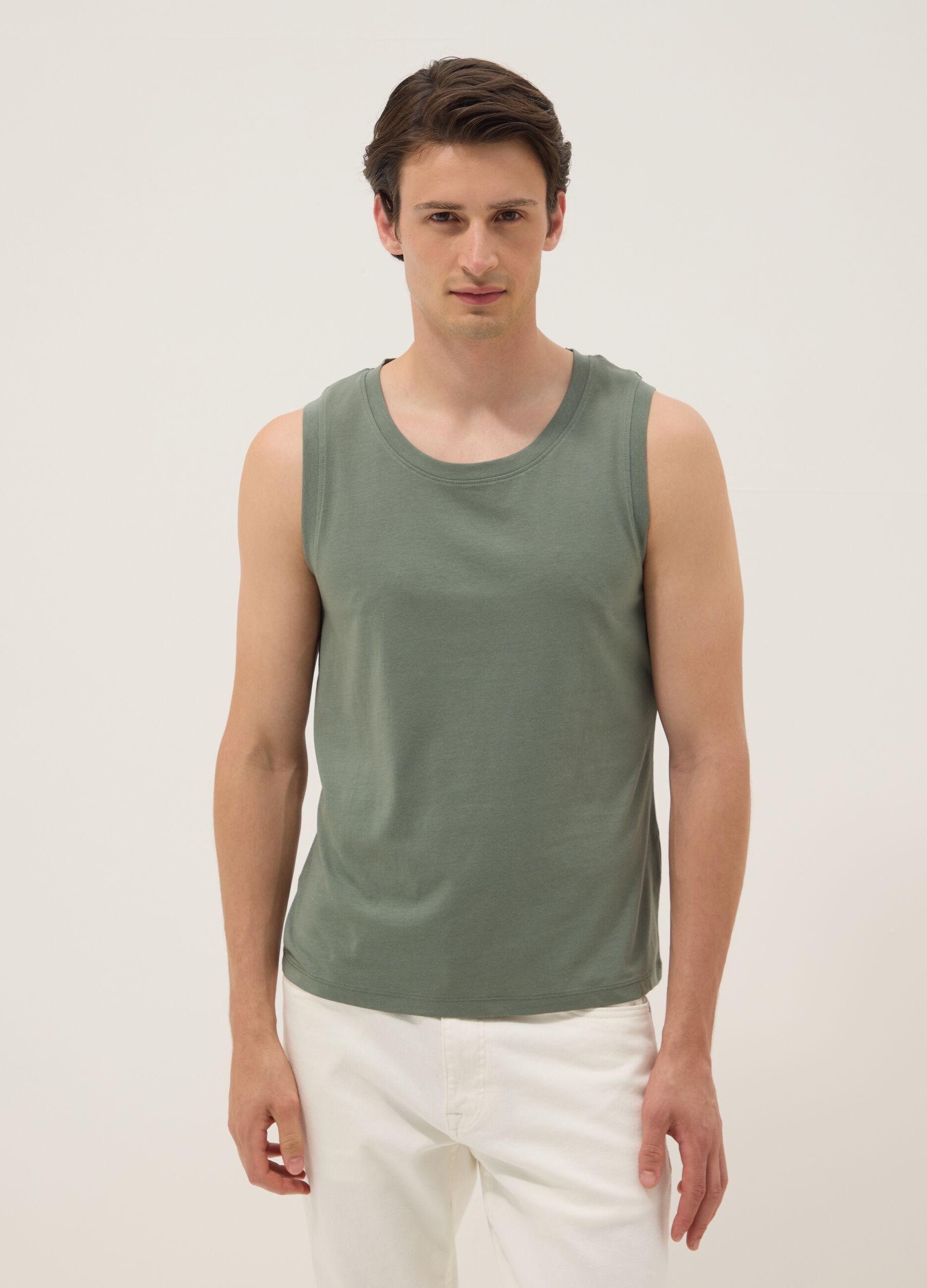 Green pure cotton tank top
