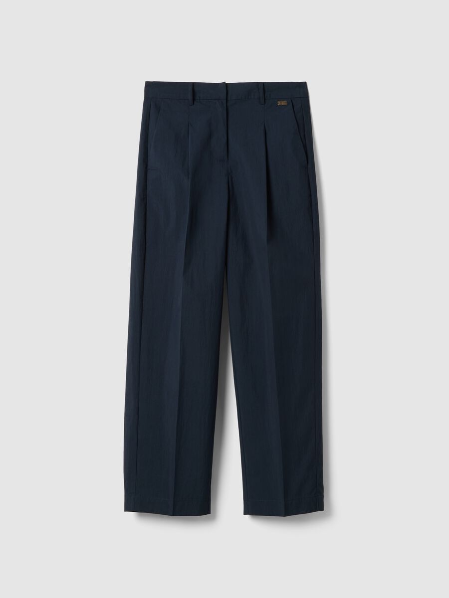 Pantaloni in misto cotone blu straight fit_4