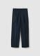 Blue cotton blend straight fit trousers_4