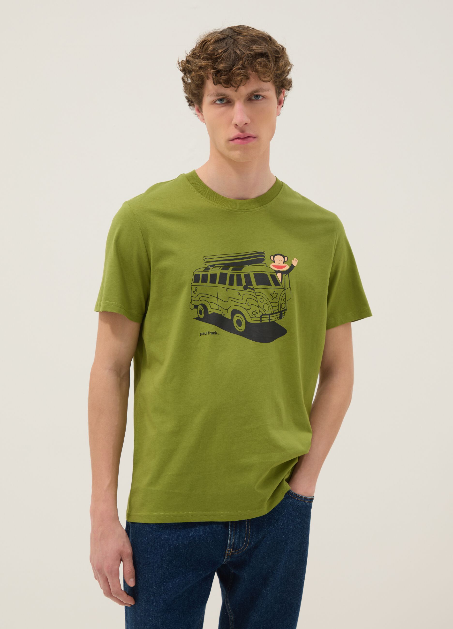 Green Paul Frank print T-shirt in pure cotton, regular fit
