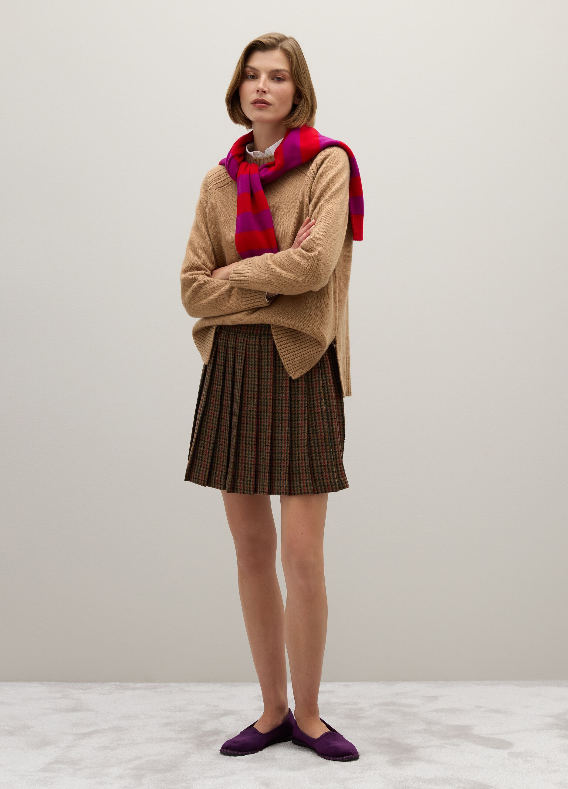 Beige wool blend oversized pullover