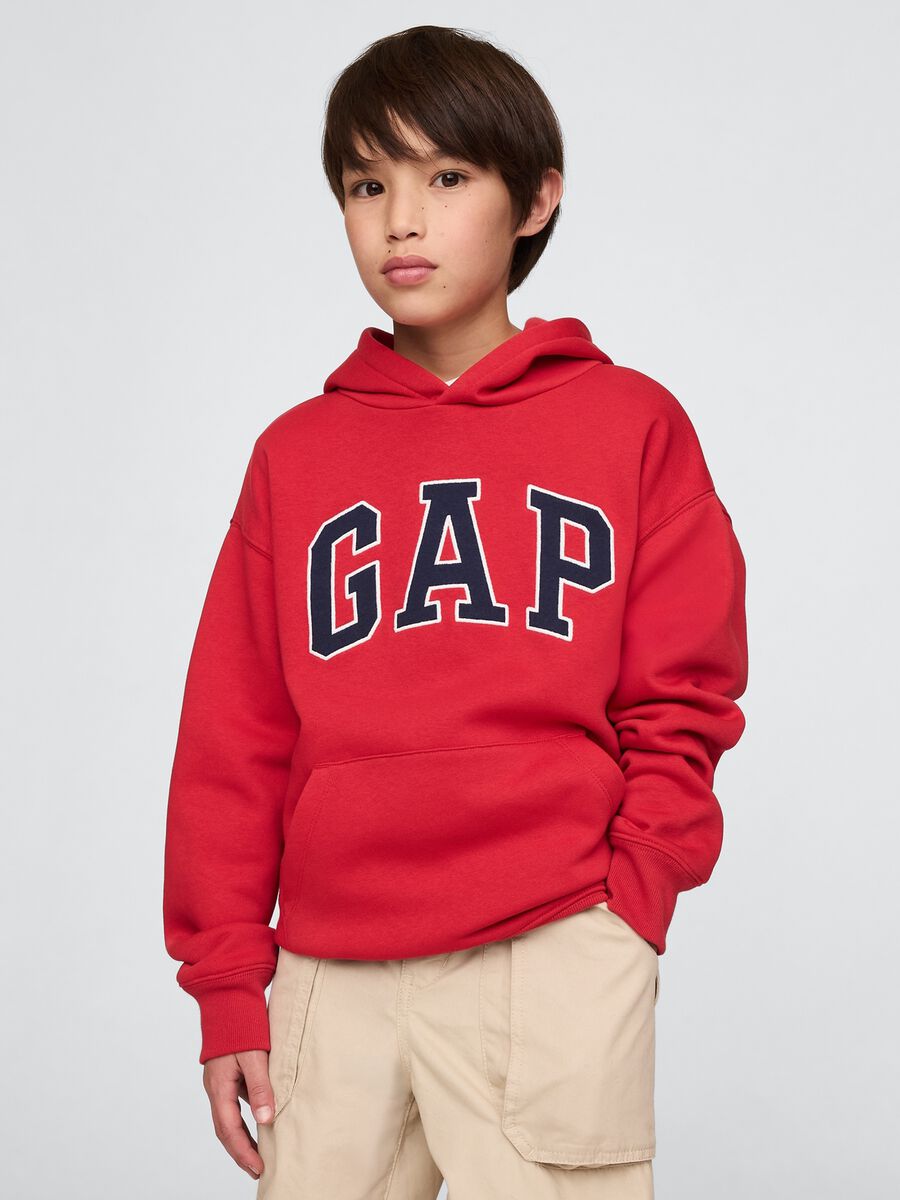 Felpa rossa con cappuccio e logo GAP_0