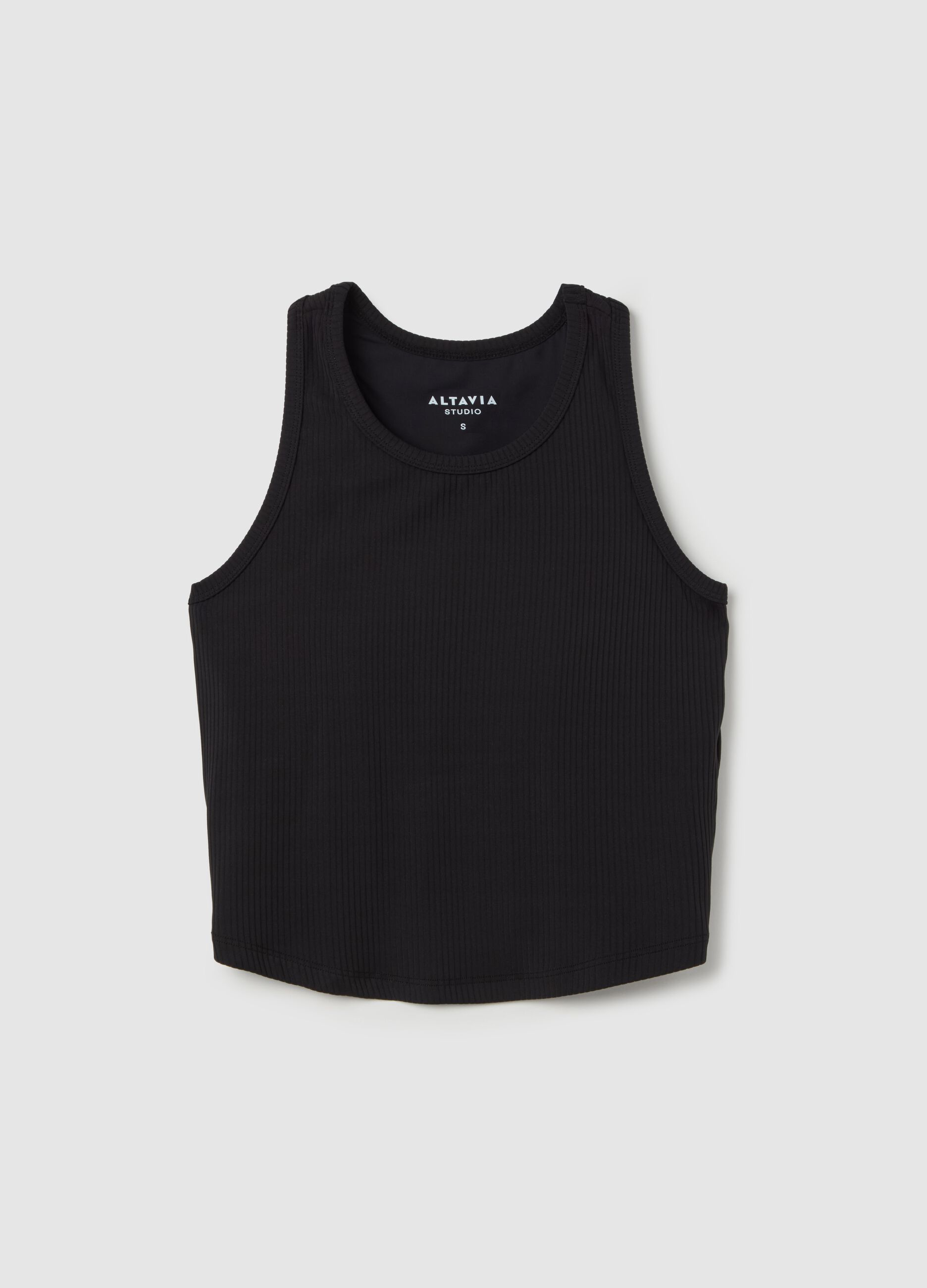 ALTAVIA STUDIO crop tank top in ribbed technical fabric