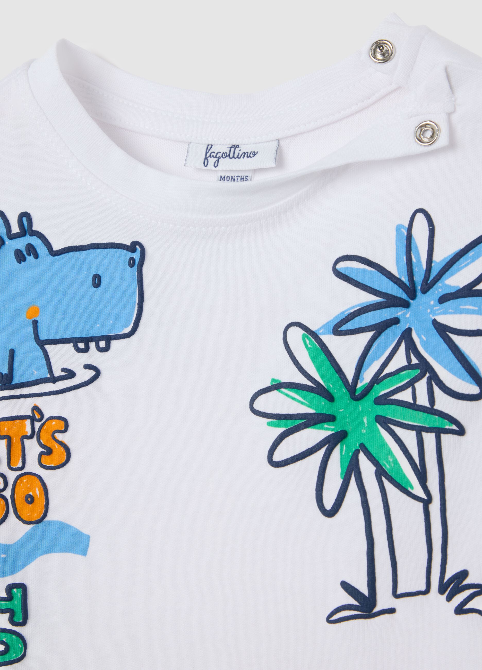 White regular fit pure cotton children's t-shirt with print