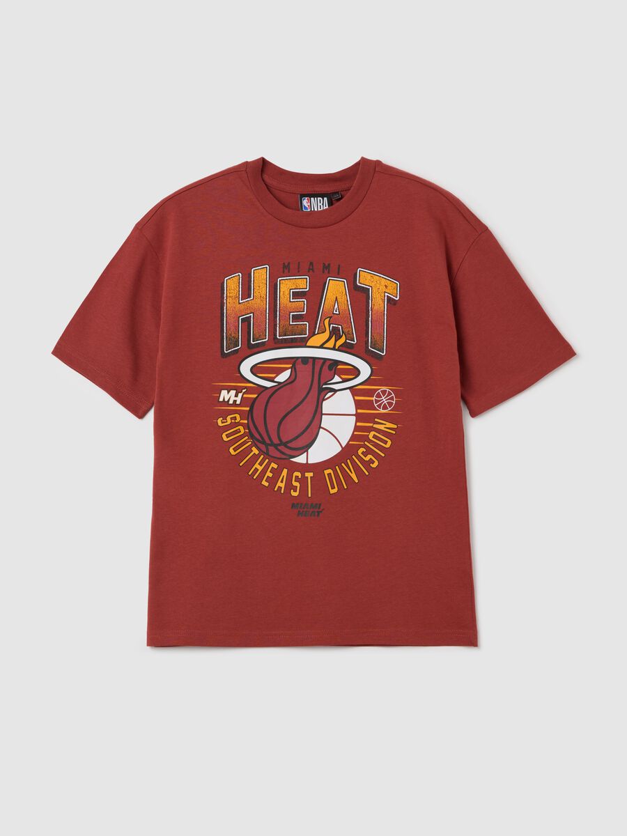 Burgundy T-shirt with NBA Miami Heats print_3