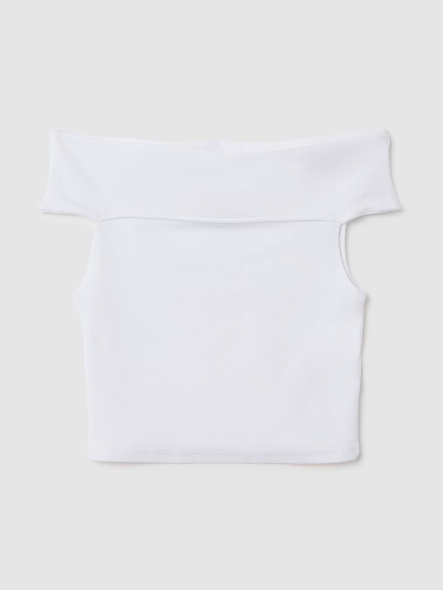 White fitted cotton-blend women's top_0