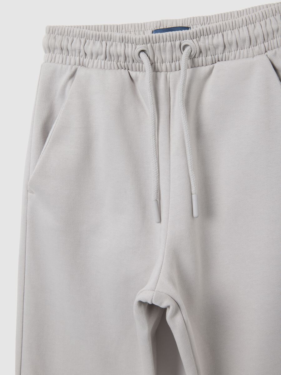 Children's grey regular fit cotton trousers with elasticated waist_2