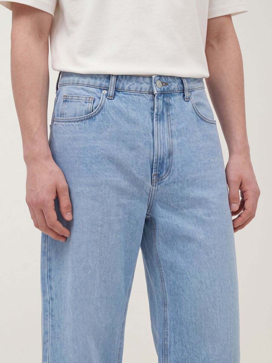 Light blue wide-leg jeans in pure cotton_2