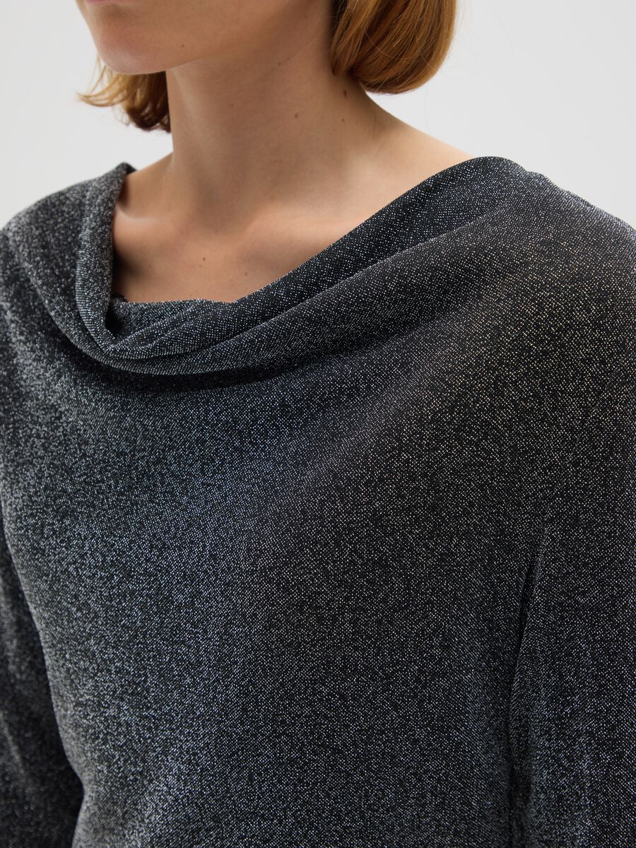 Abito nero metallizzato a maniche lunghe regular fit_3