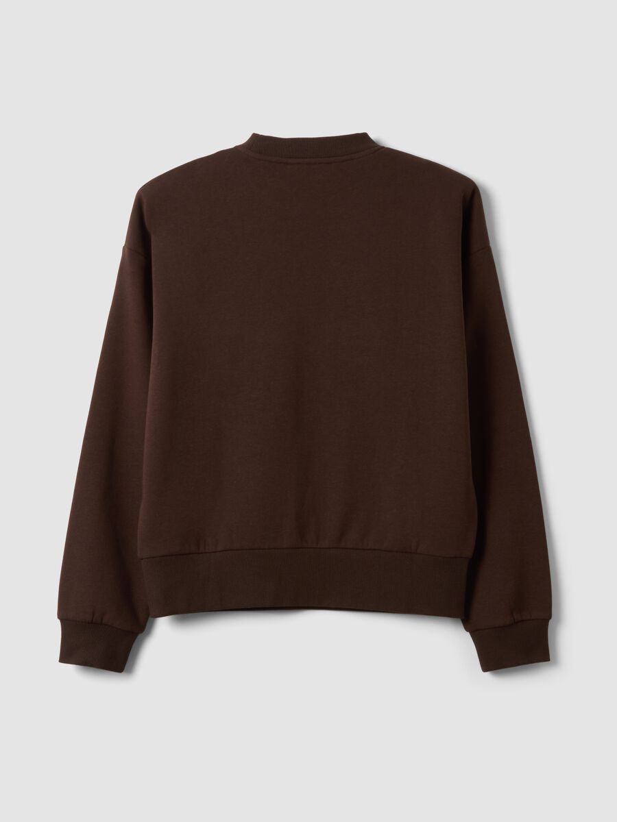 Felpa marrone in misto cotone a girocollo regular fit_6