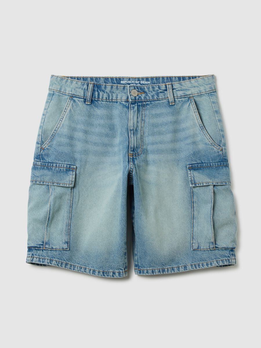Men's pure cotton denim regular fit shorts_0