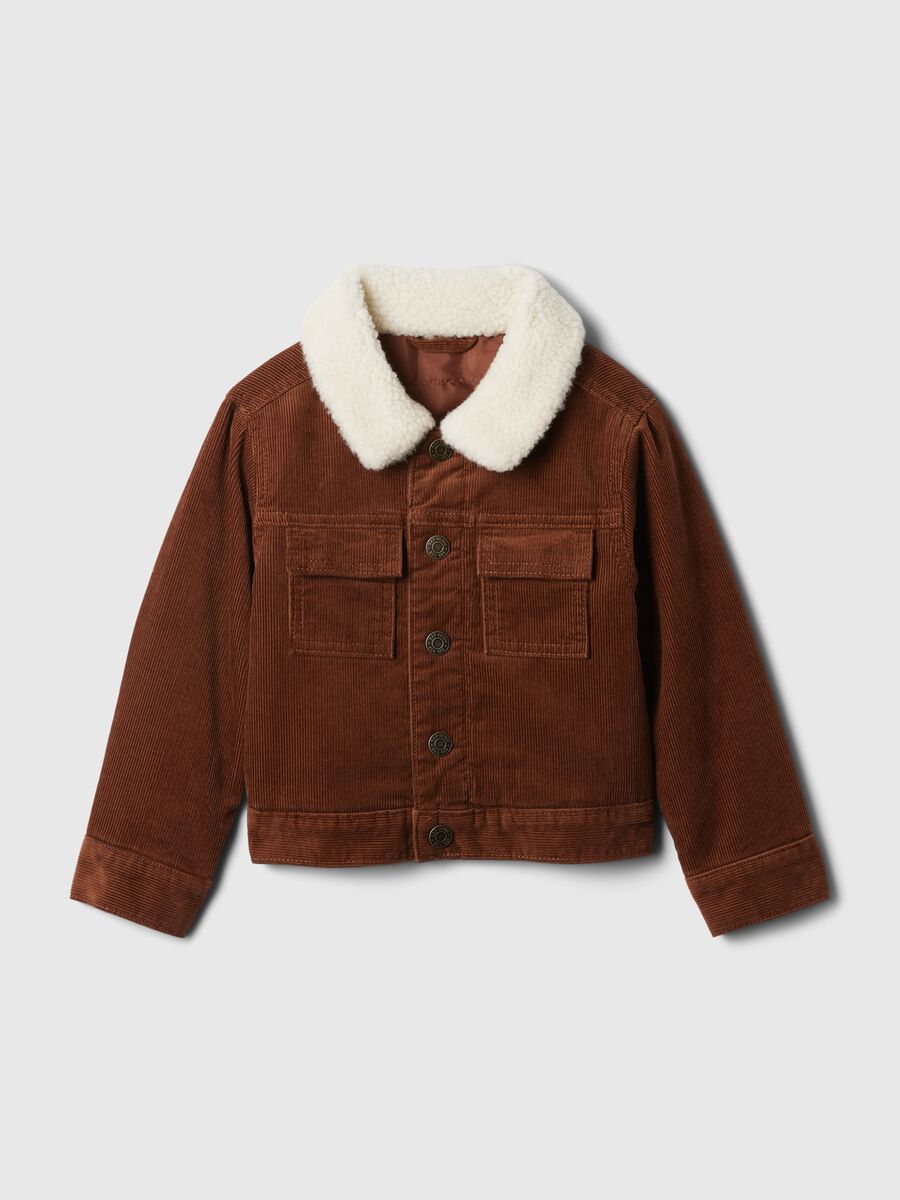 Corduroy jacket with sherpa collar_0