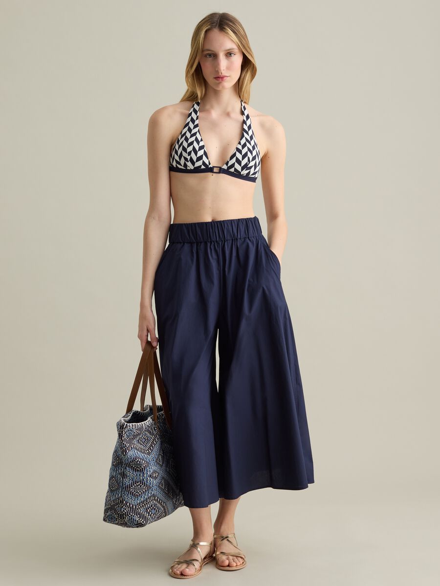 Women’s bikini top in stretch fabric with geometric print_0