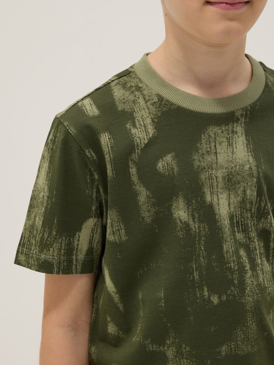 T-shirt in puro cotone verde da ragazzo regular fit con stampe_2