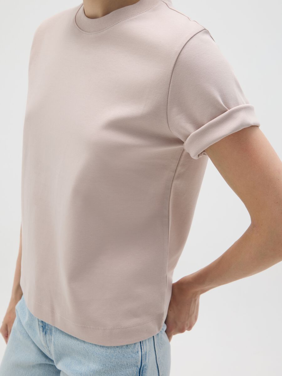 Beige Regular Fit Pure Cotton T-shirt_3
