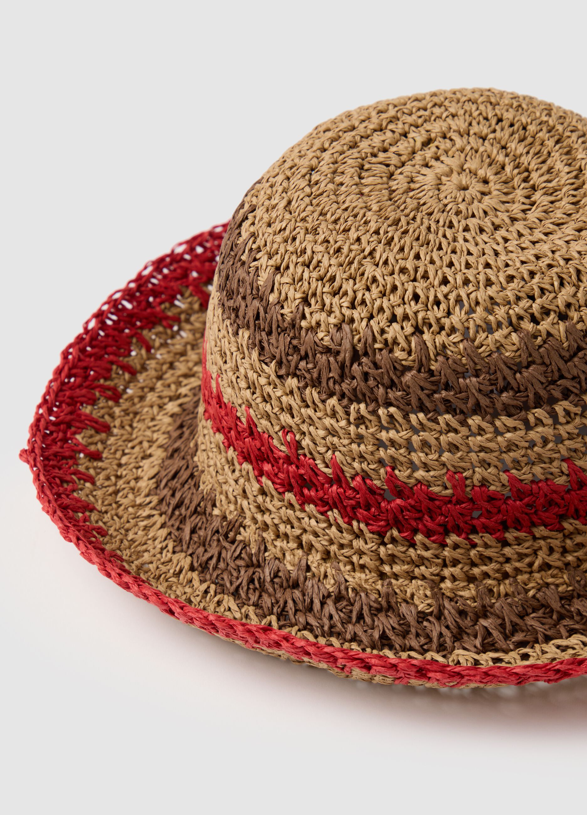 Women's hat with brown and red stripes
