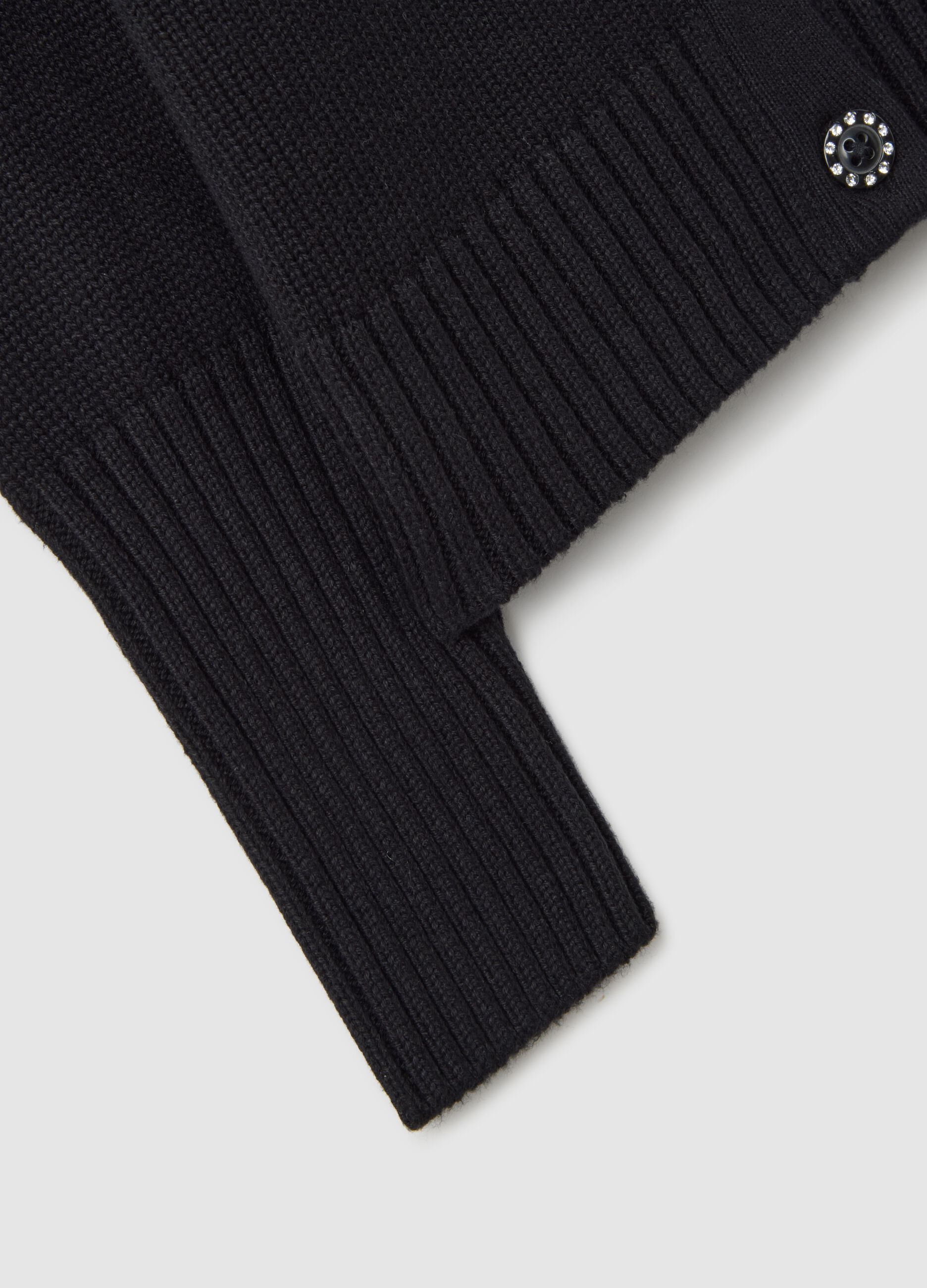 Girls' black cotton blend cardigan
