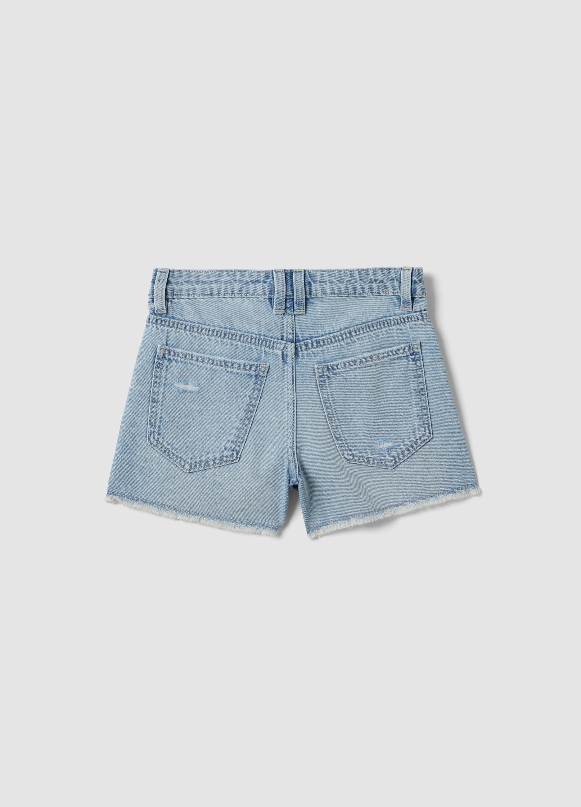 Girls&rsquo; light blue pure cotton denim shorts &ndash; regular fit