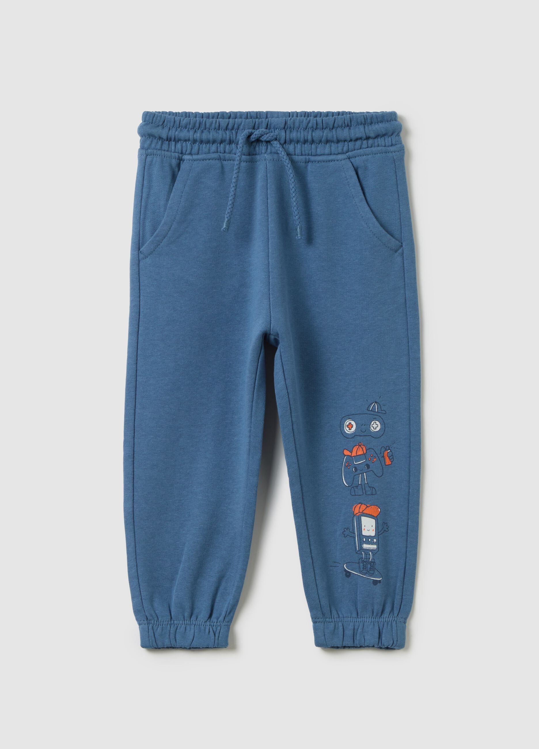 Children's turquoise cotton jogger trousers