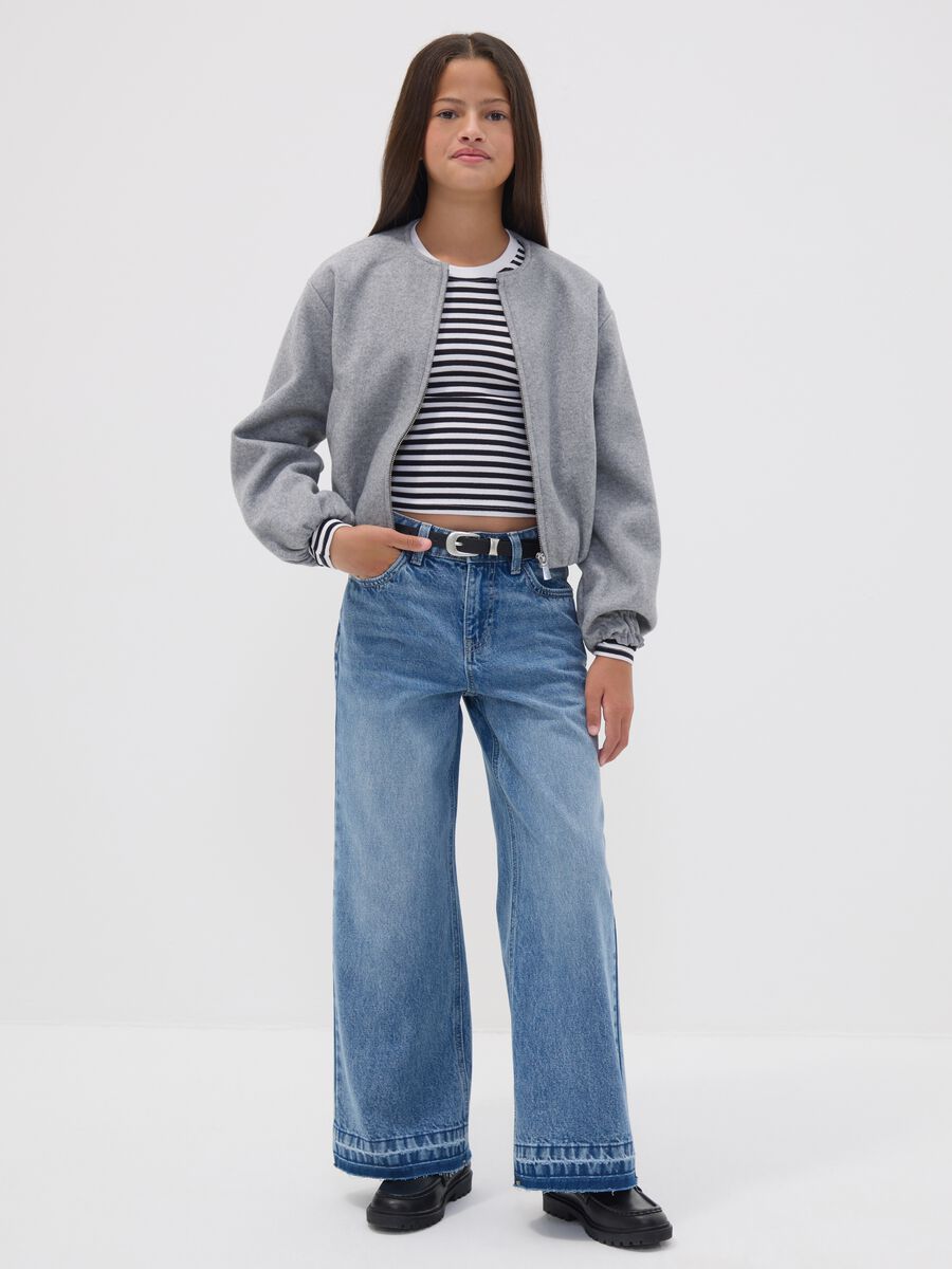 Jeans denim culotte in puro cotone per ragazza_0