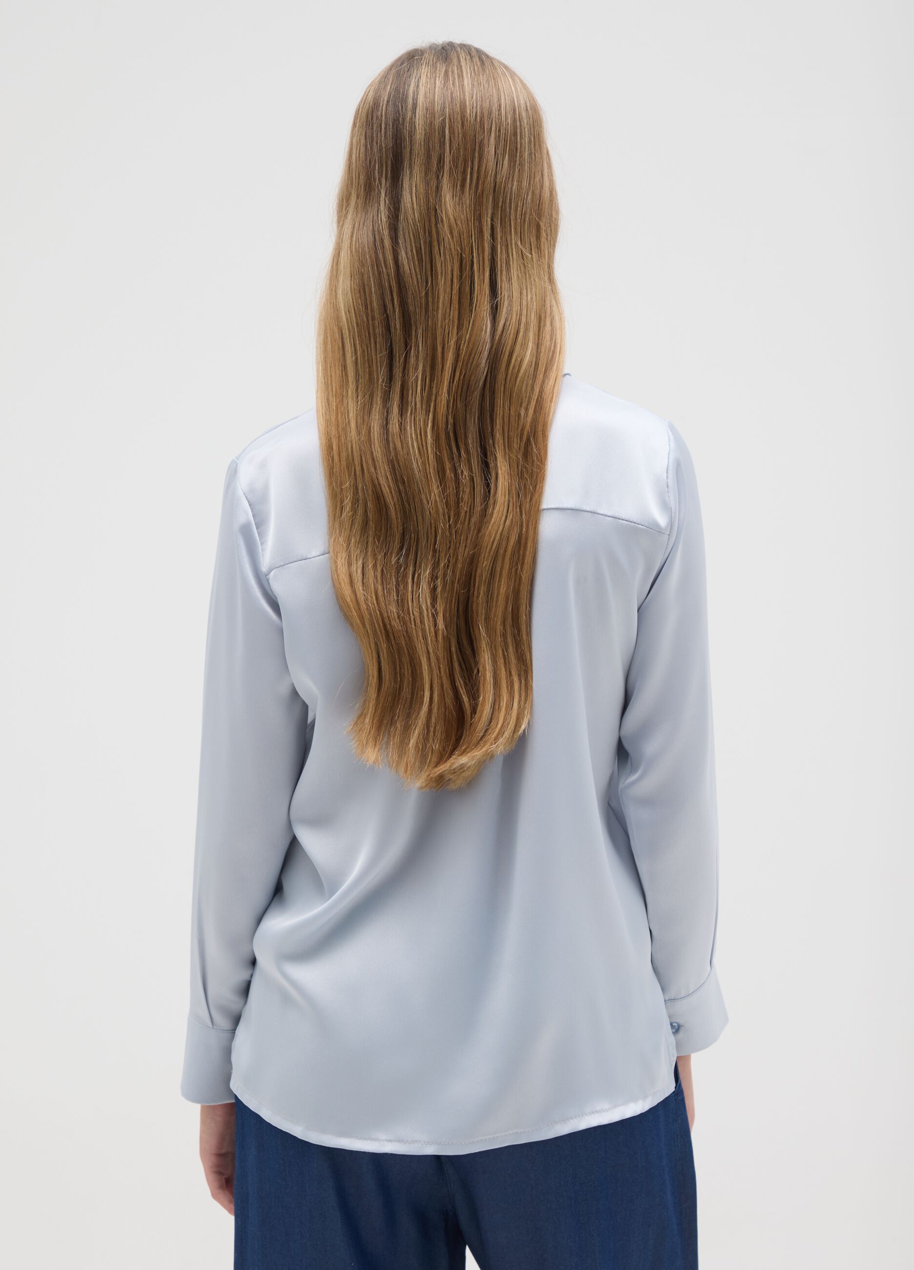 Solid colour satin shirt