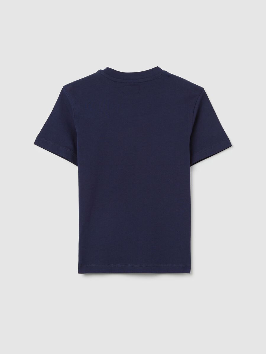 Blue cotton T-shirt with round neck_4