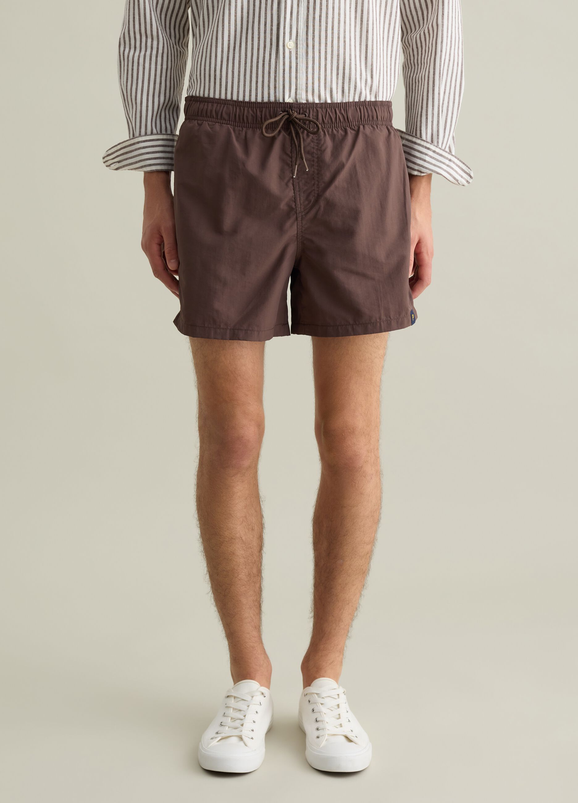 Boxer mare da uomo in misto marrone regular fit con vita elastica