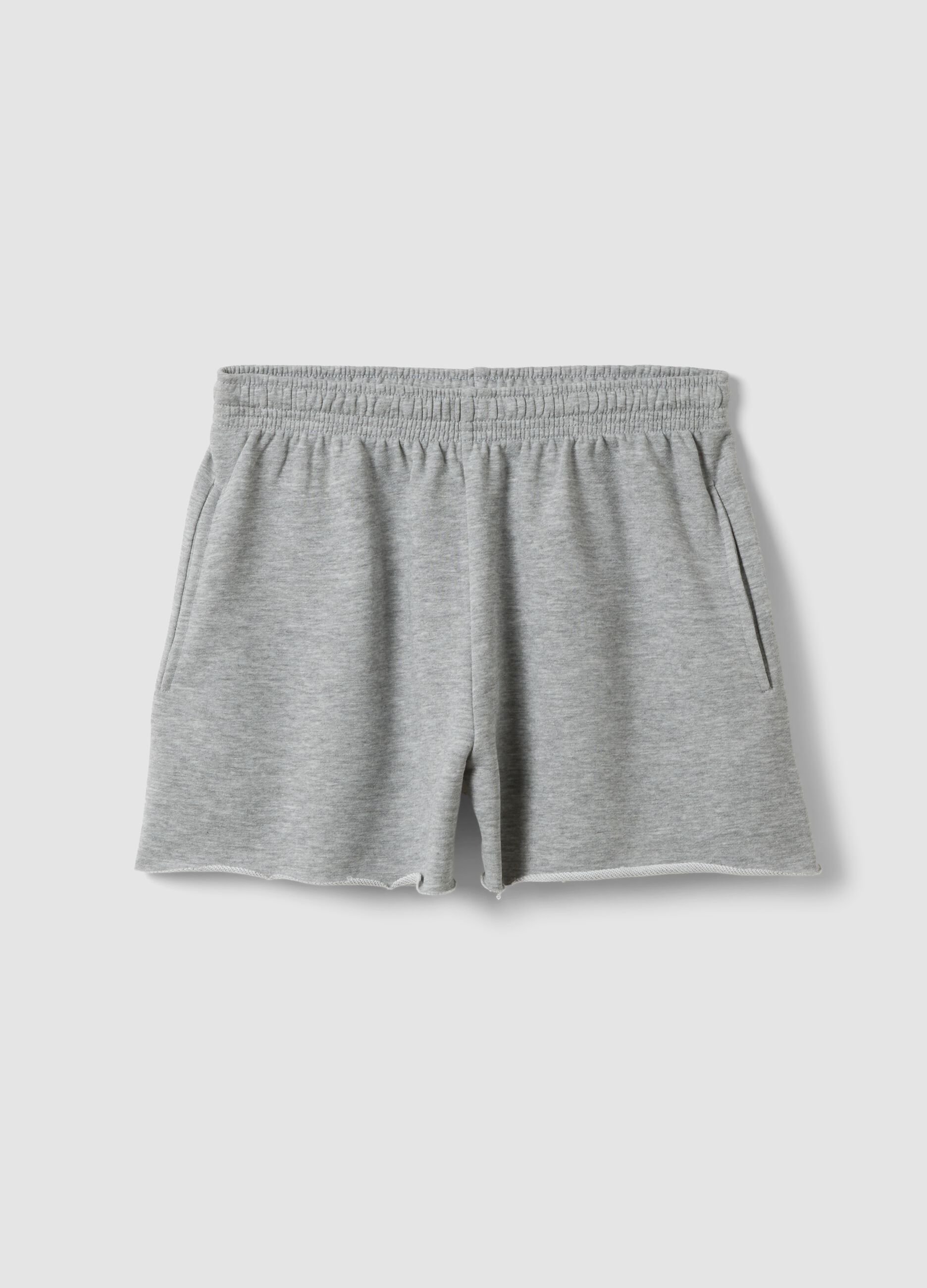 Grey cotton-blend shorts with elasticated waist
