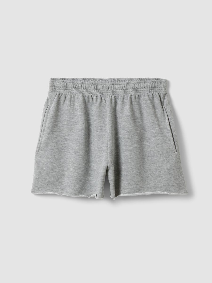Grey cotton-blend shorts with elasticated waist_0