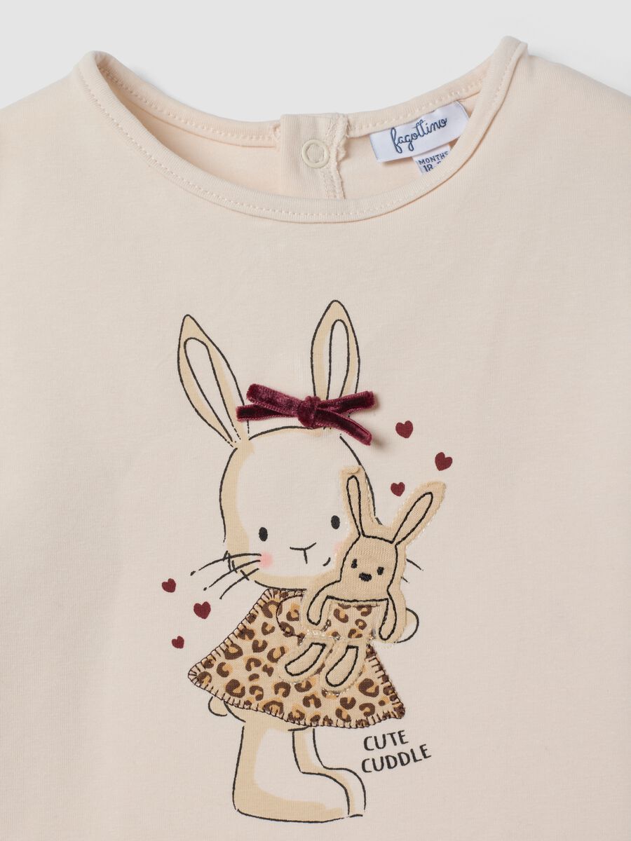 T-shirt rosa a maniche lunghe in cotone elasticizzato girocollo_2