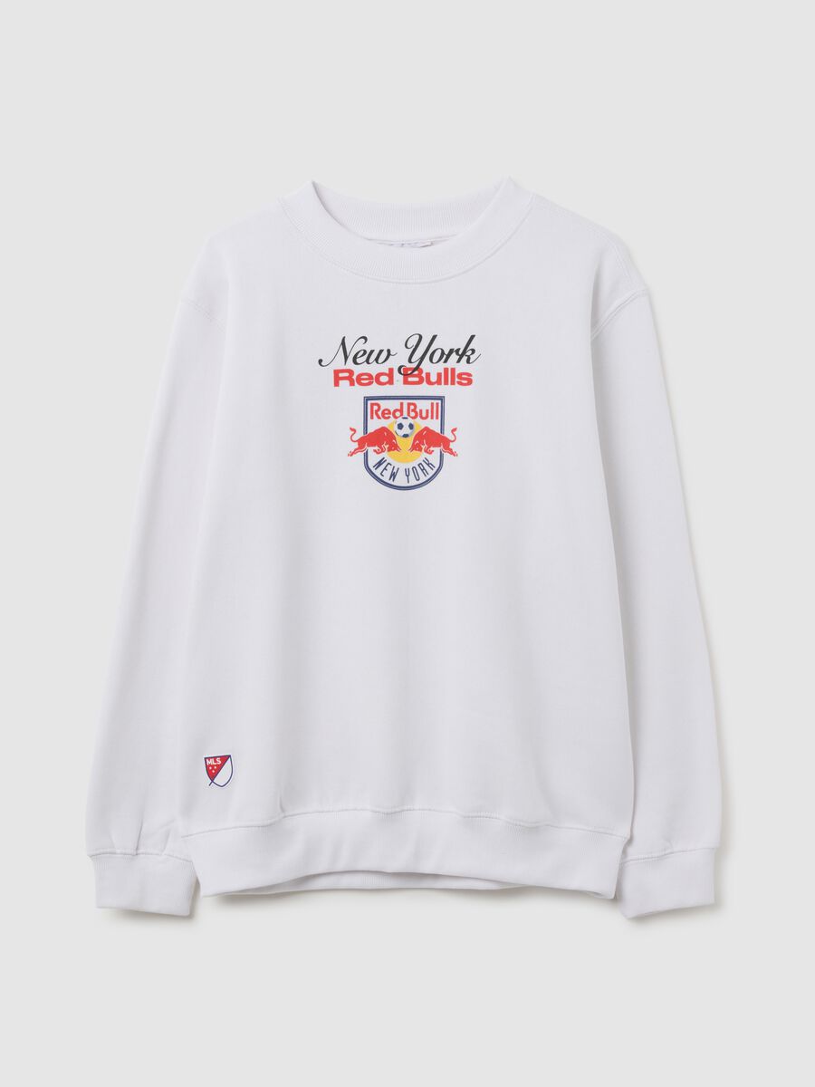 White cotton blend hoodie with Red Bulls New York logo_4