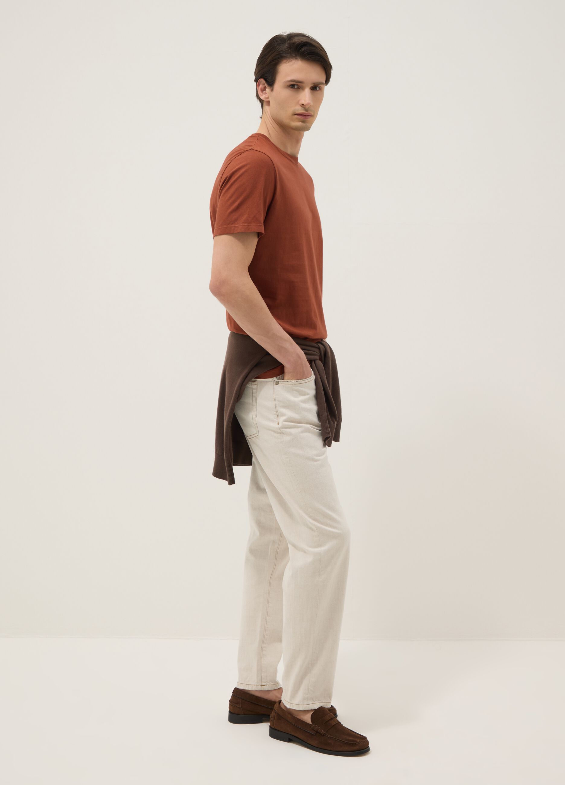 T-shirt rossa in puro cotone a maniche corte regular fit