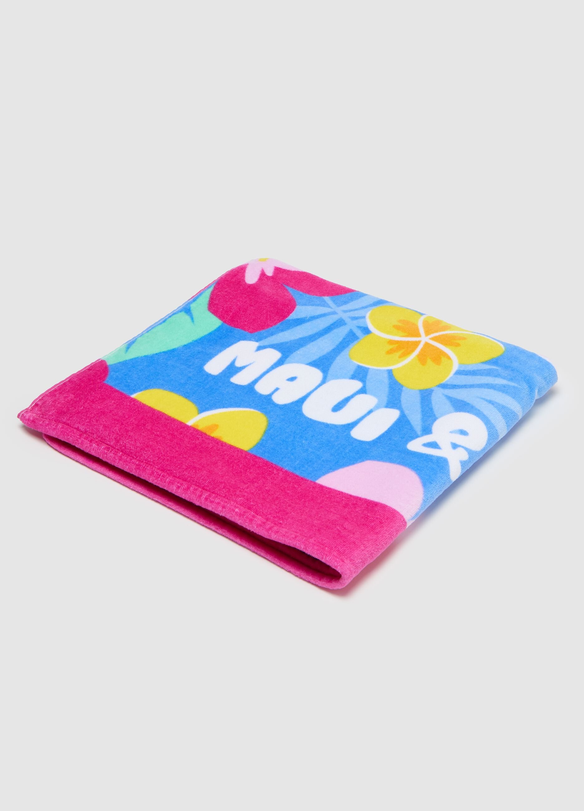 Telo mare da bambina in puro cotone multicolor con stampa floreale