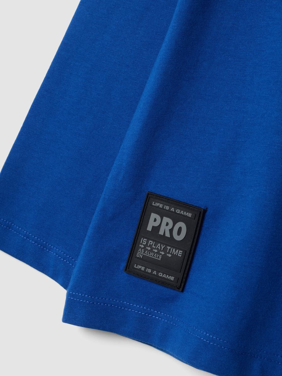 T-shirt blu in puro cotone con girocollo over fit_2