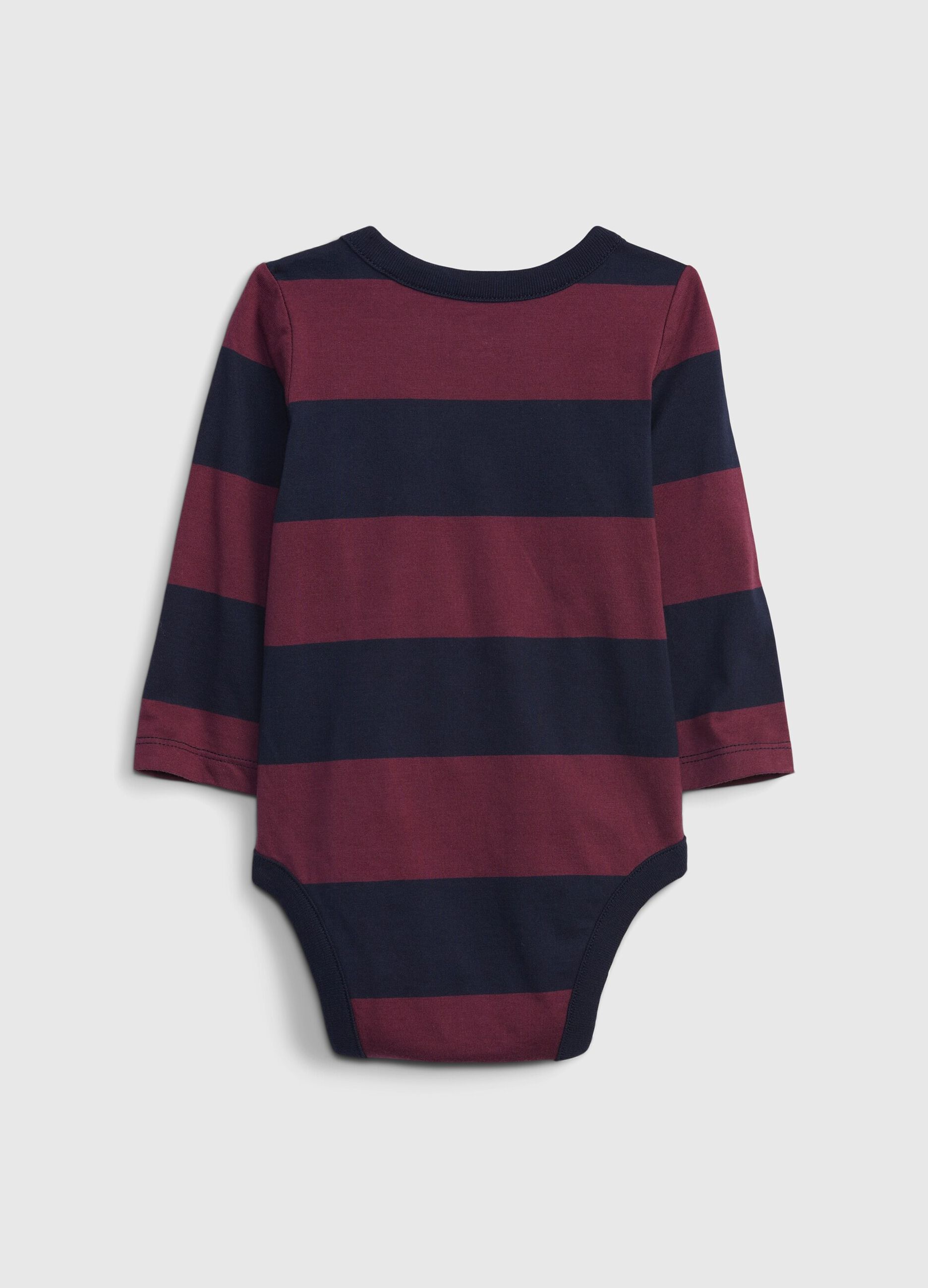 Striped bodysuit with teddy bear embroidery
