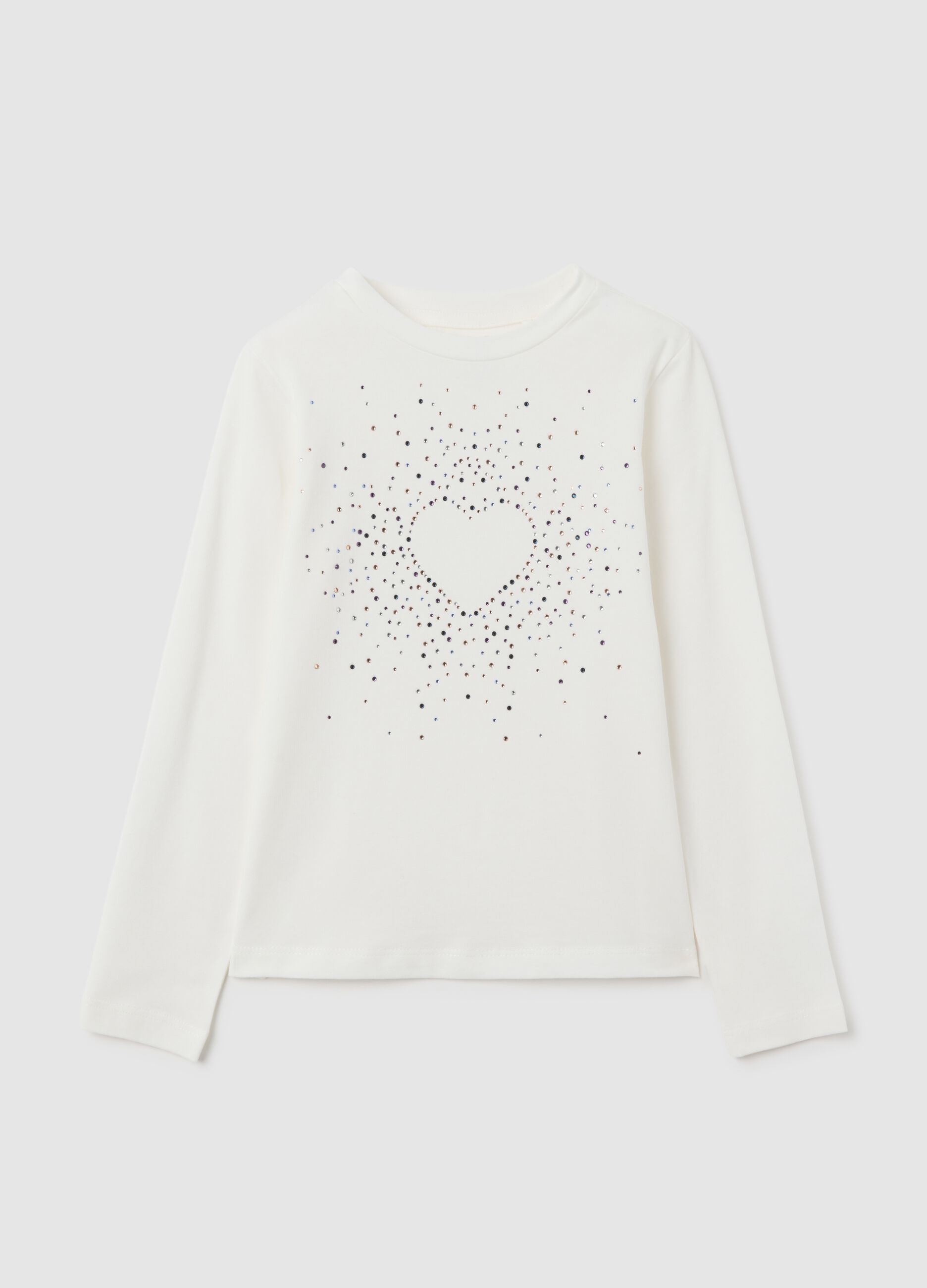 Girl's white cotton top with rhinestones