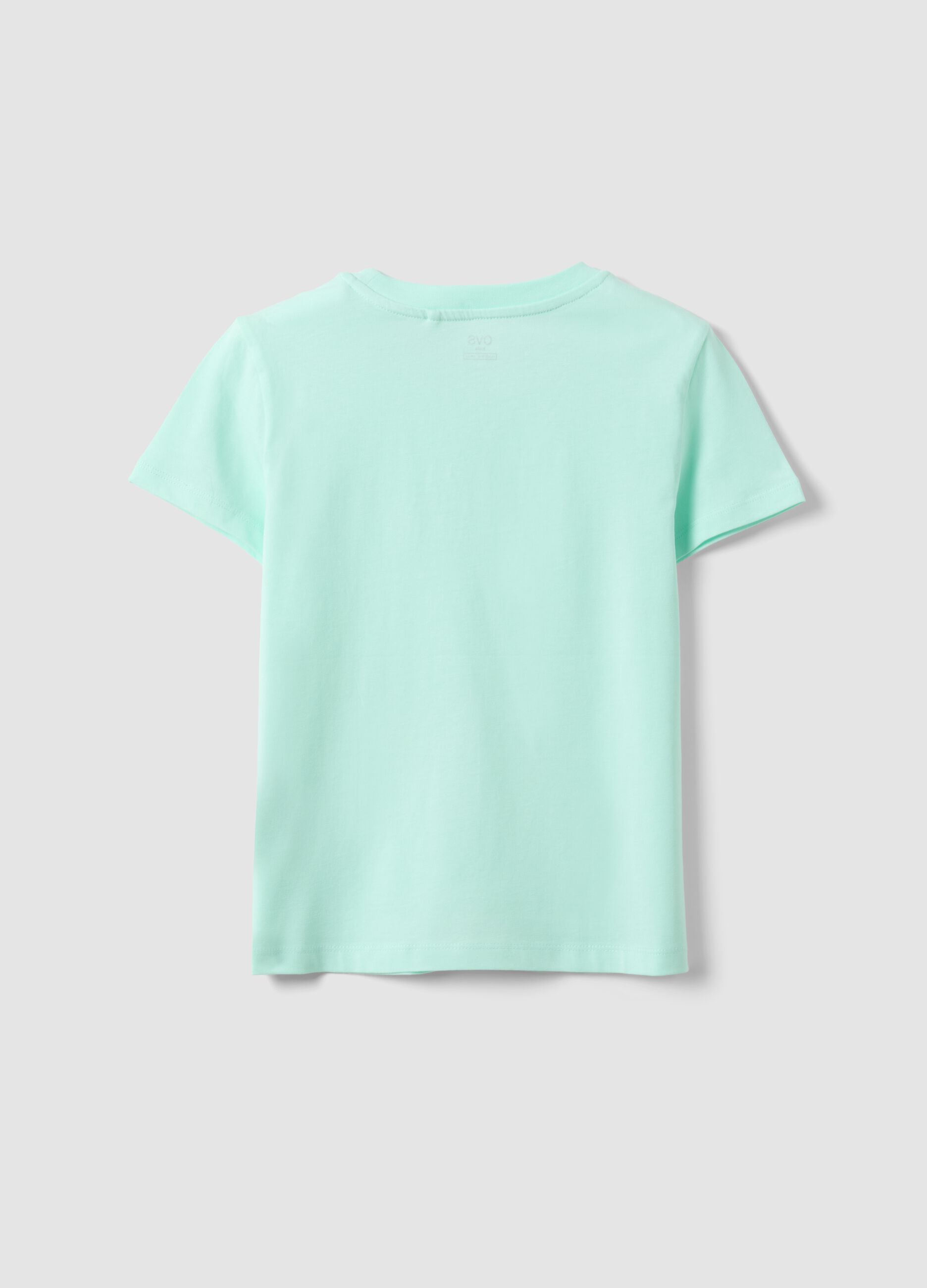 Girl's light blue pure cotton T-shirt regular fit with slogan