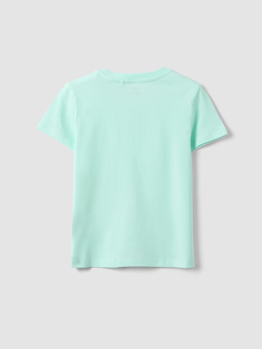 Girl's light blue pure cotton T-shirt regular fit with slogan_4