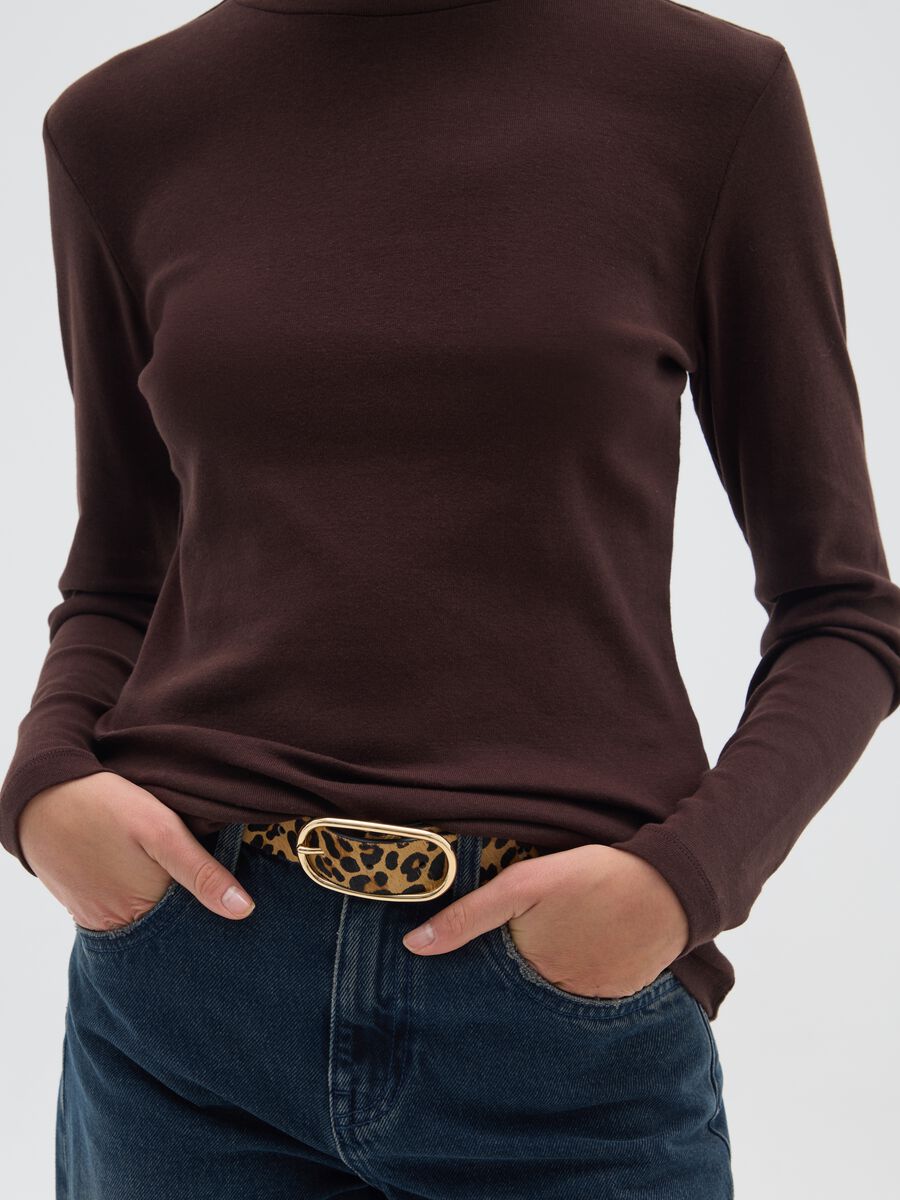 Dolcevita in misto cotone marrone regular fit_3