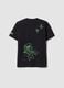 Black pure cotton crew-neck Minecraft print T-shirt_1