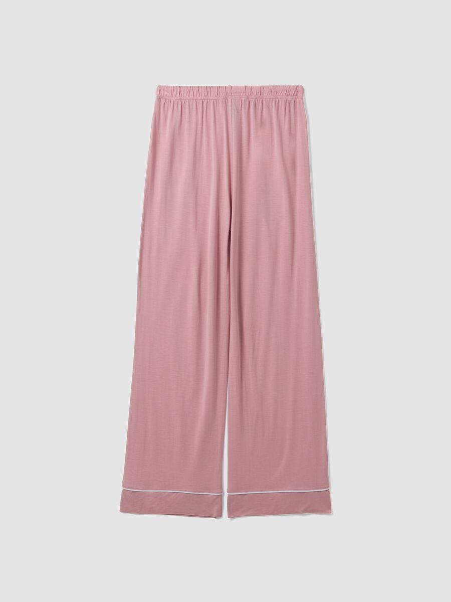 Pink pure viscose pyjama trousers with drawstring, regular fit_6
