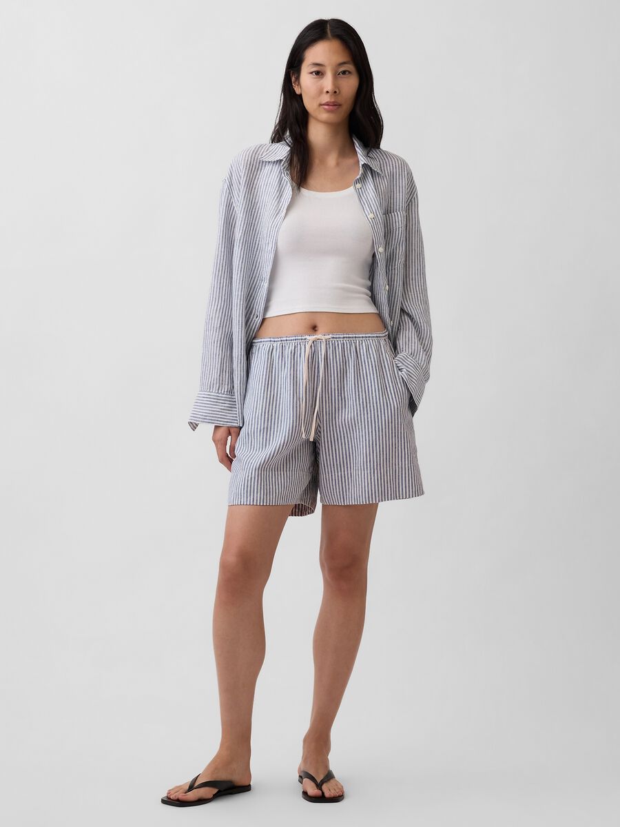 Striped linen-blend shorts_0