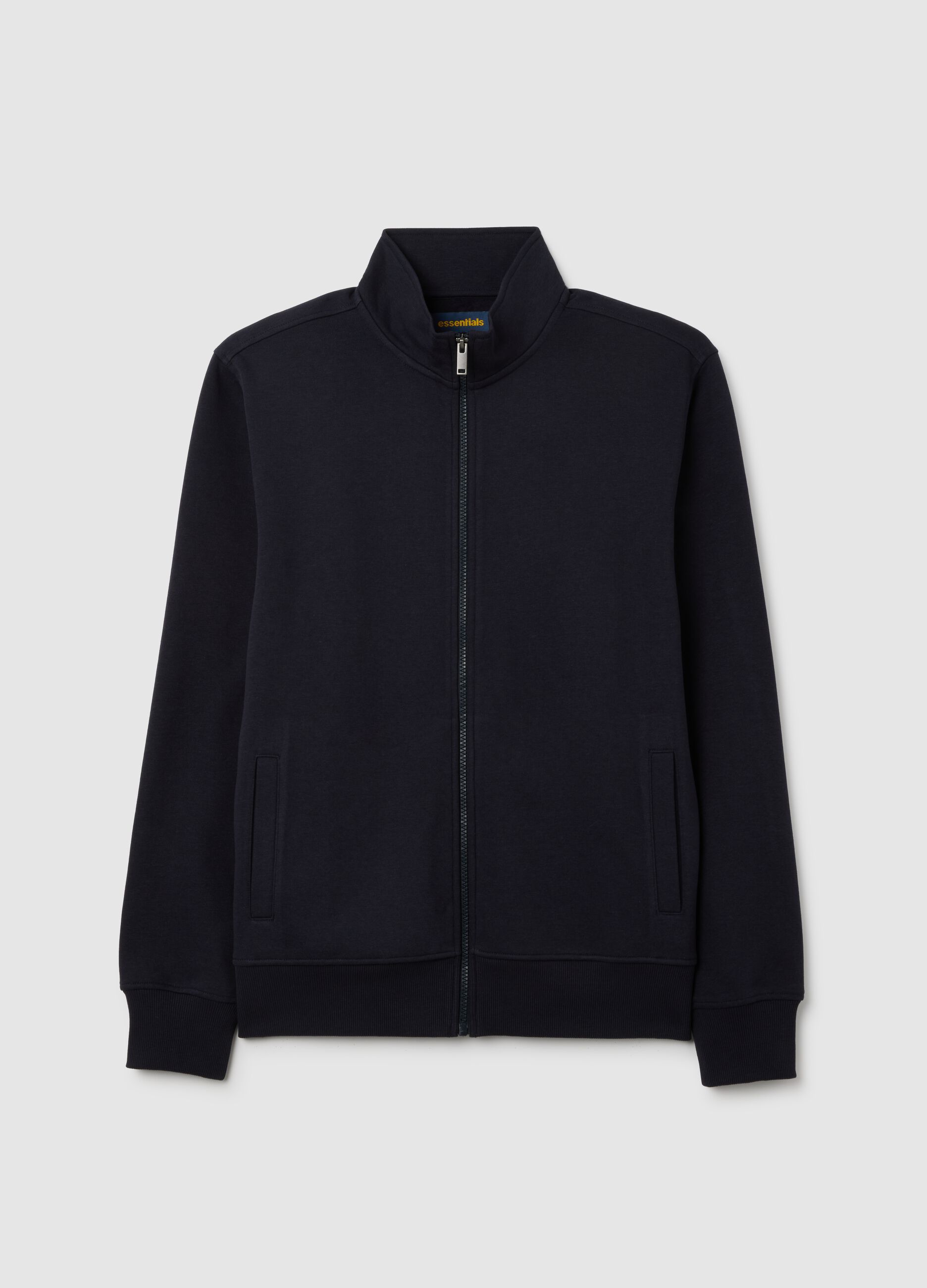 Felpa in misto cotone blu con zip