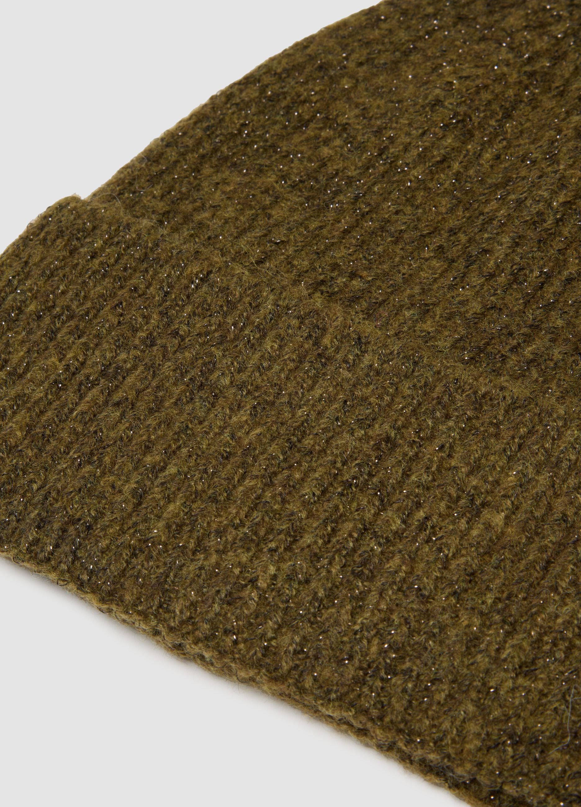 Camel ribbed stretch-wool beanie